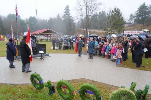The first Remembrance Day service held at Plevna's new cenotaph on November 11, 2015.  